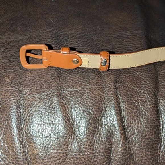 *3 FOR $9* NEW Thin Camel Painted Metal Buckle Stitched Casual Dress Belt - Picture 2 of 3